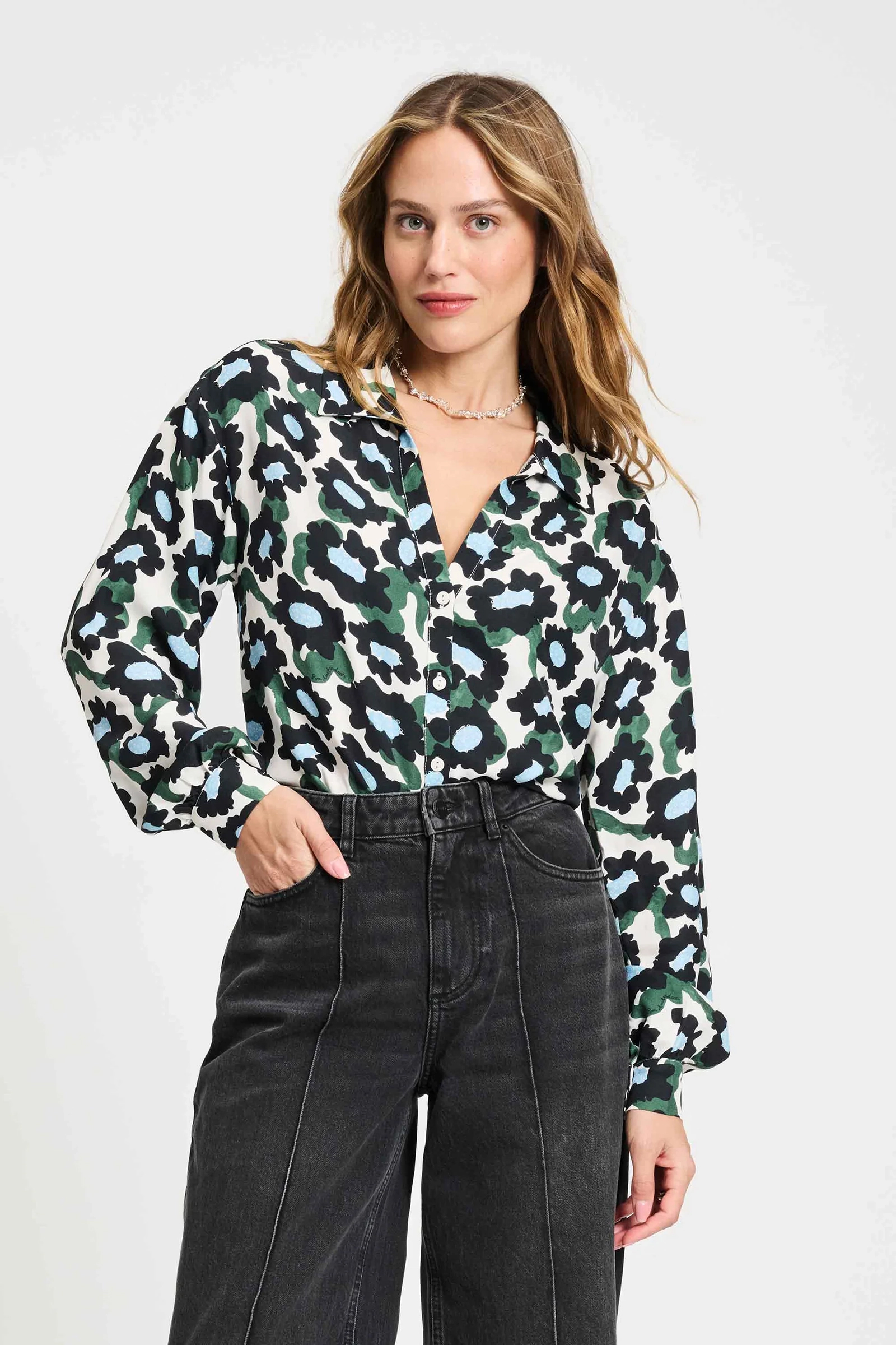 Dames blouse lange mouw wit