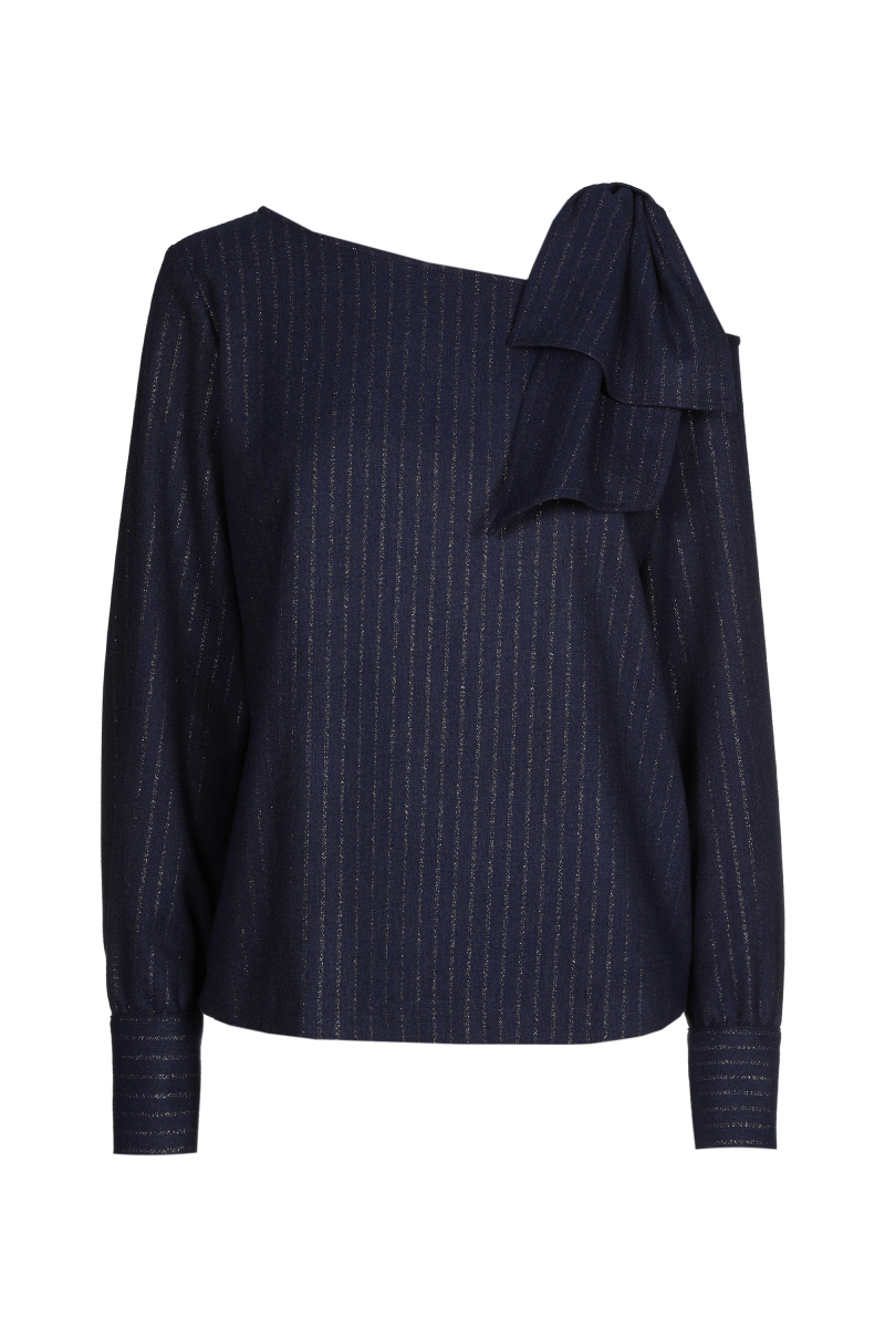 Dames blouse lange mouw blauw
