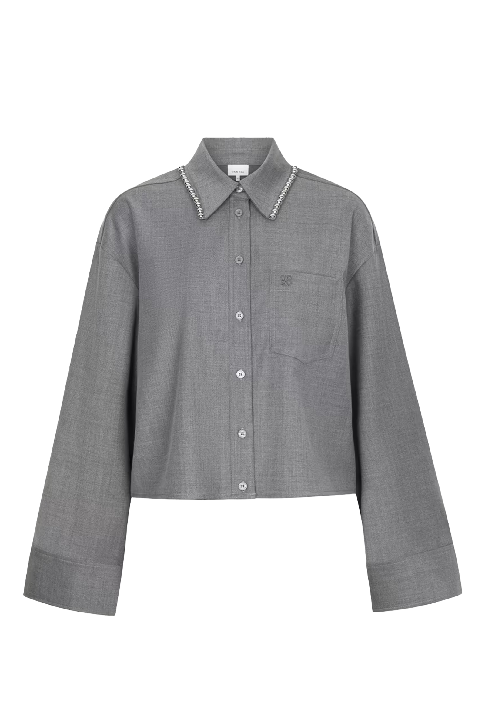 Dames blouse lange mouw grijs