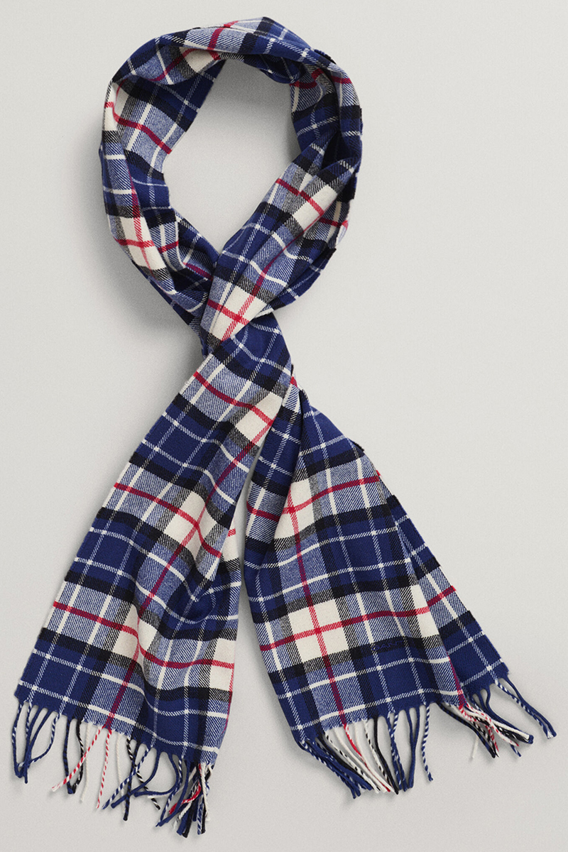 Gant D1. CHECKED WOOL TWILL SCARF Blauw-1 1
