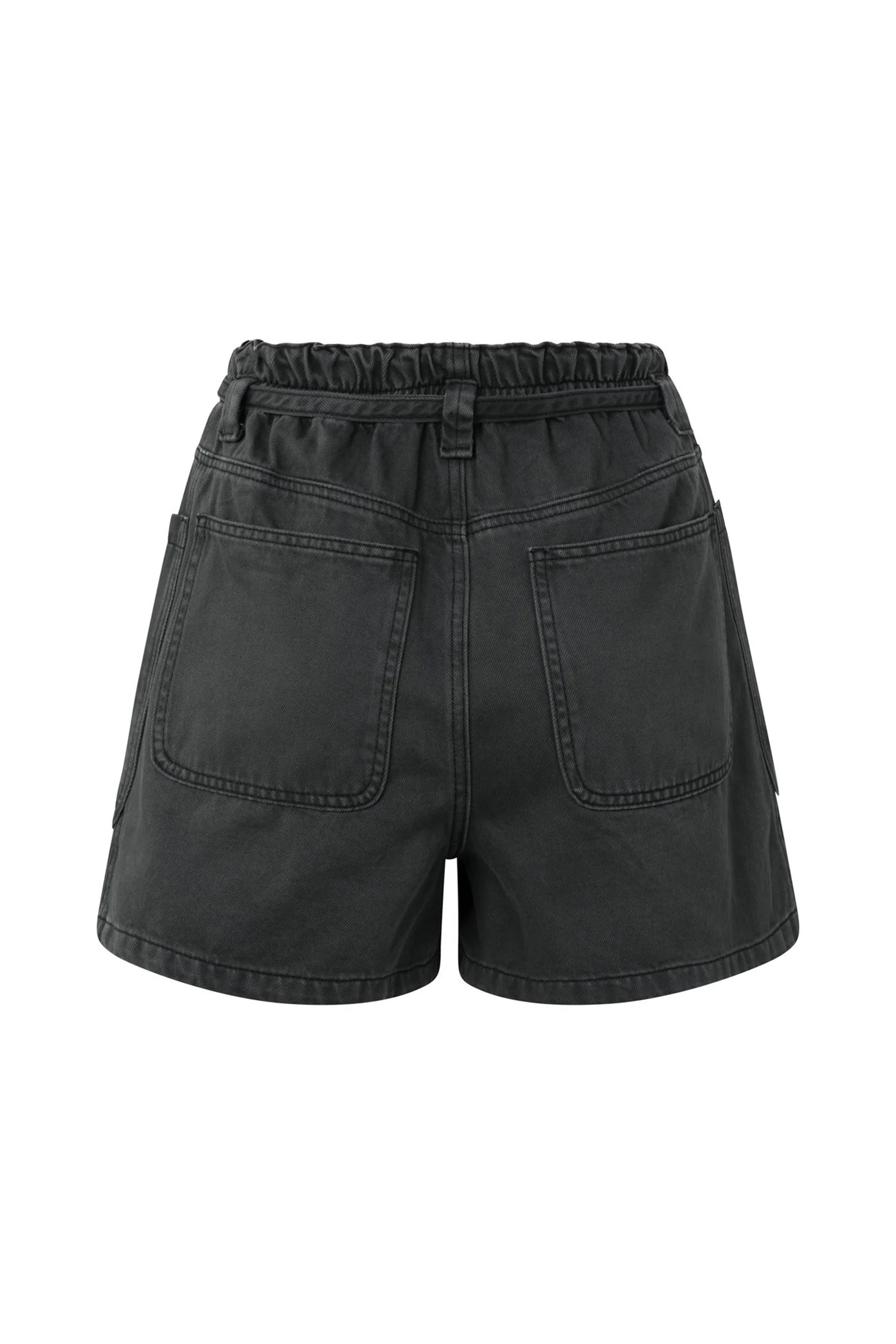 Yaya Garment dye woven high waist WASHED BLACK 2