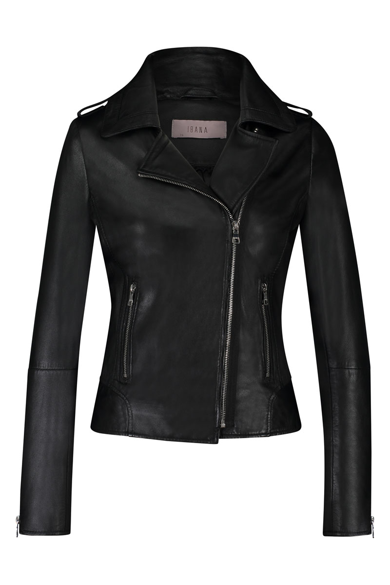Dames leren jas zilver