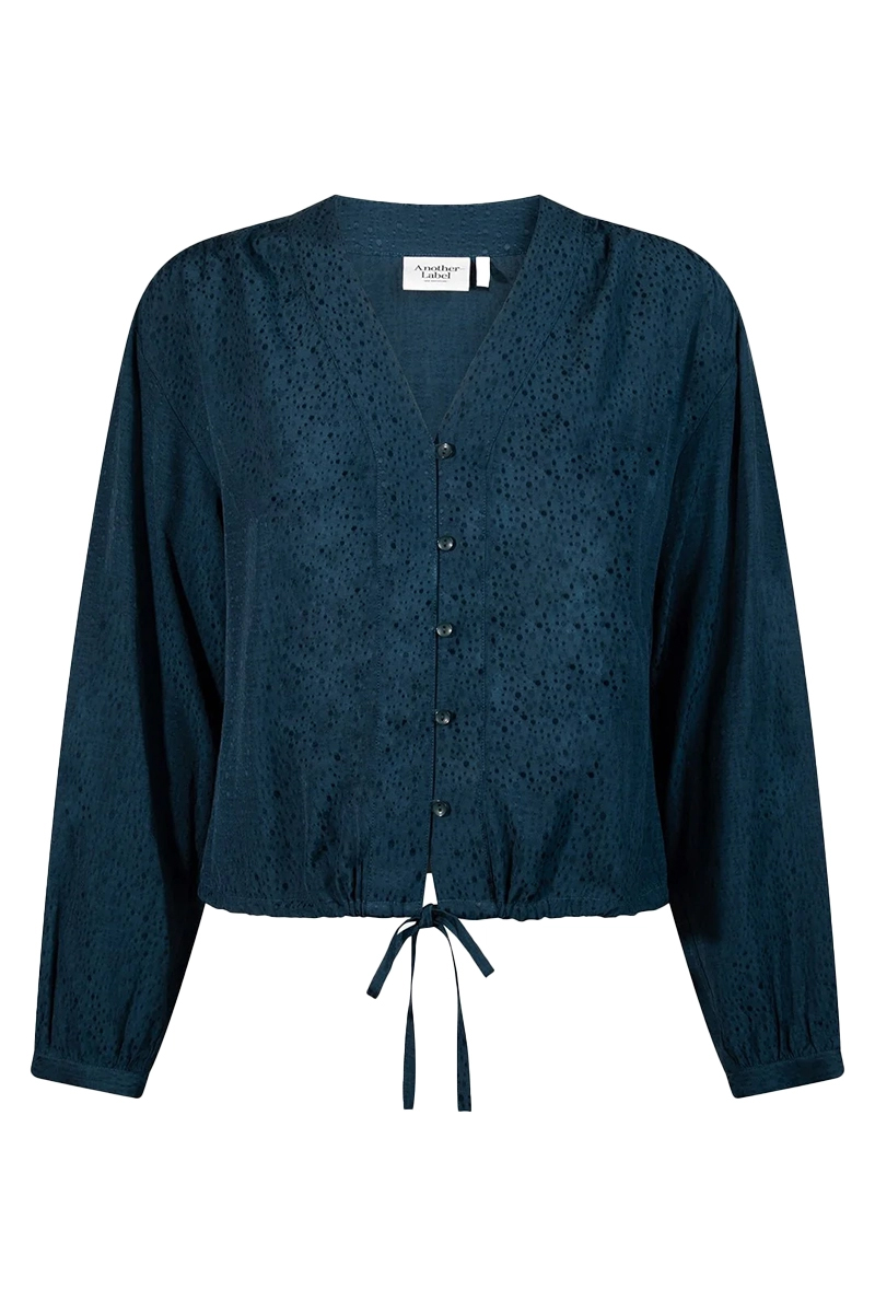 Dames blouse lange mouw blauw