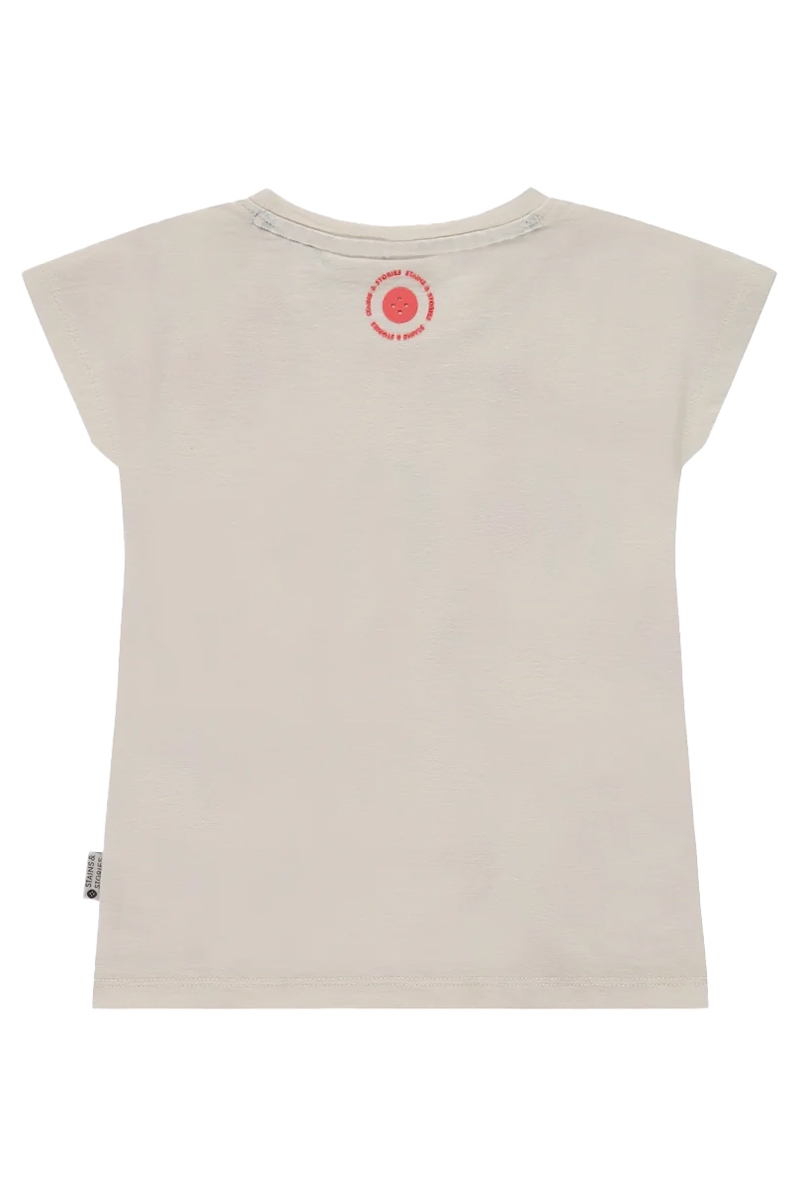 Meisjes t-shirt korte mouw ecru
