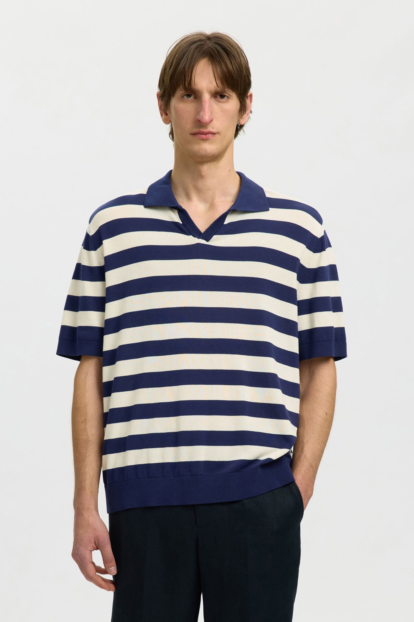 Heren polo korte mouw blauw