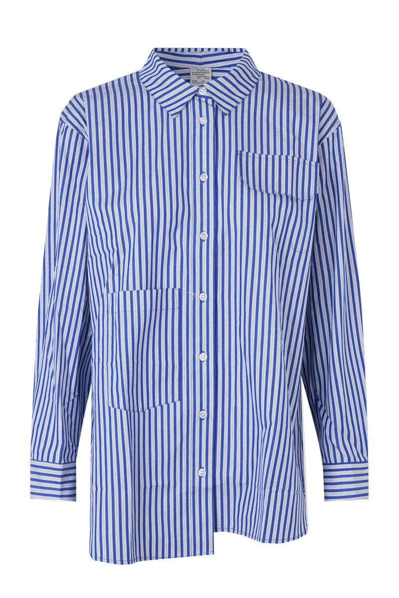 Dames blouse lange mouw blauw