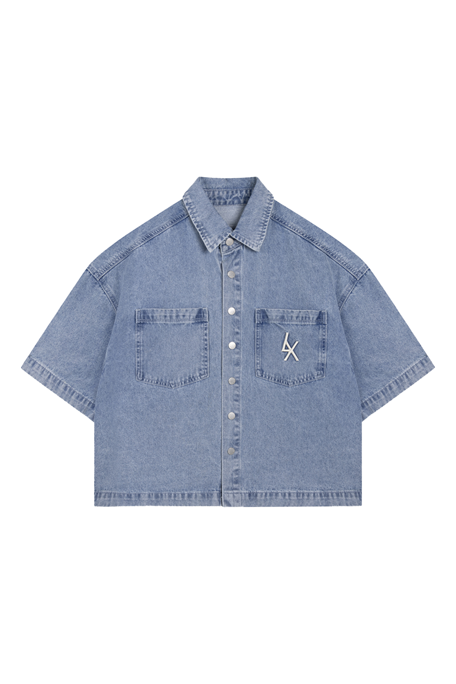 Dames blouse korte mouw blauw