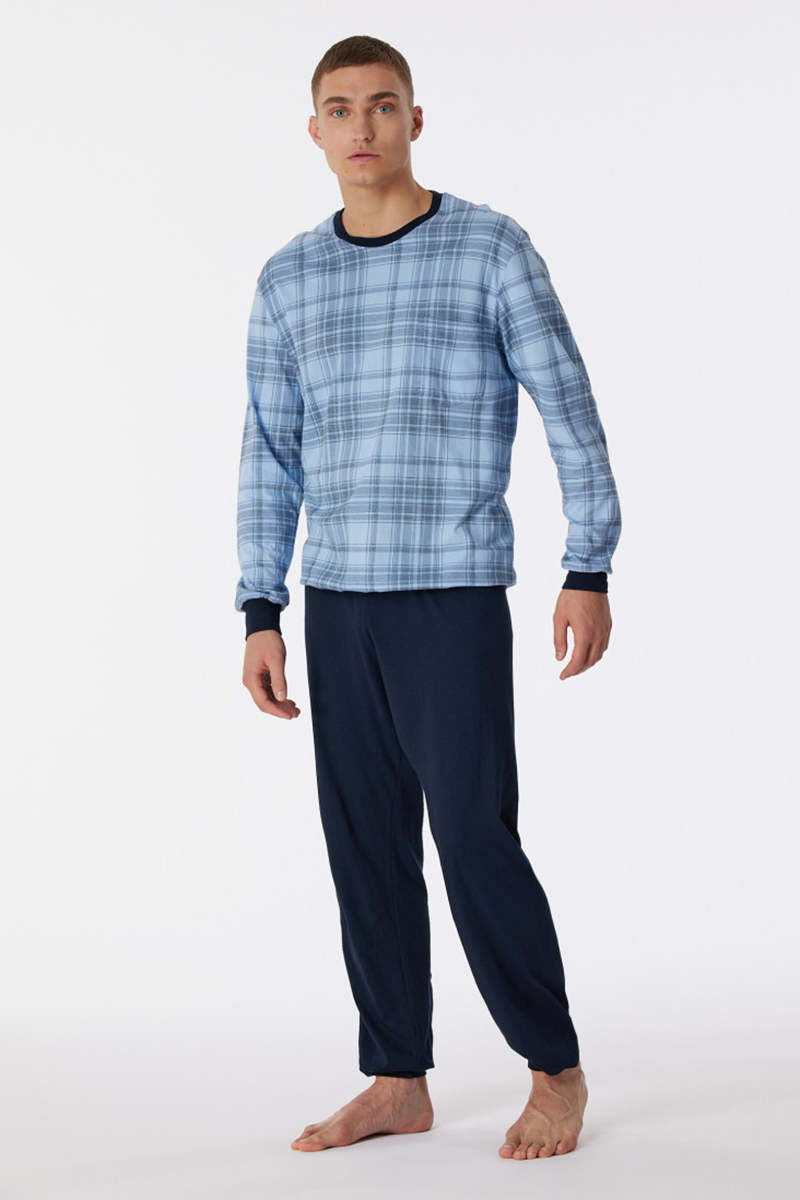 Schiesser Nachtmode heren pyjama Blauw-2 2