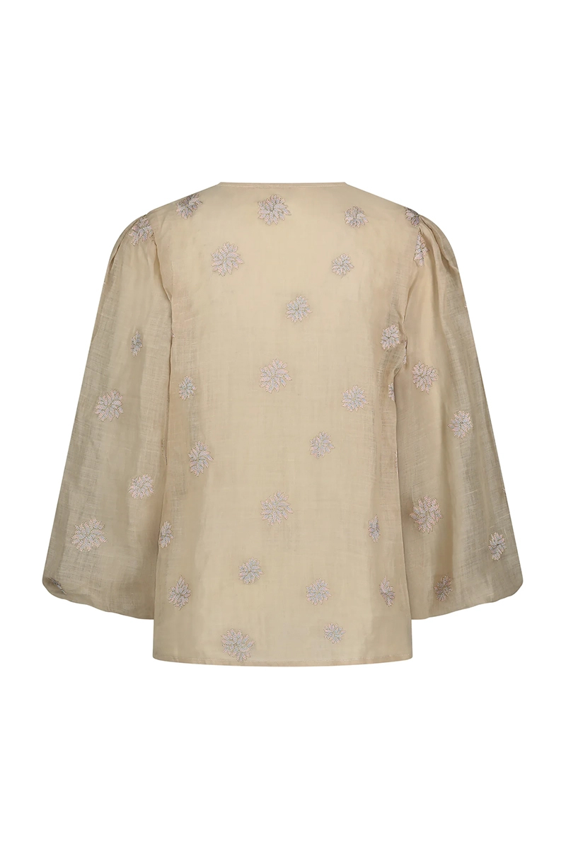 Dames blouse lange mouw bruin