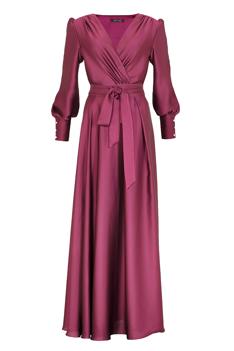 Swing Kleid mit abnehmbarem Rock Paars-1 1