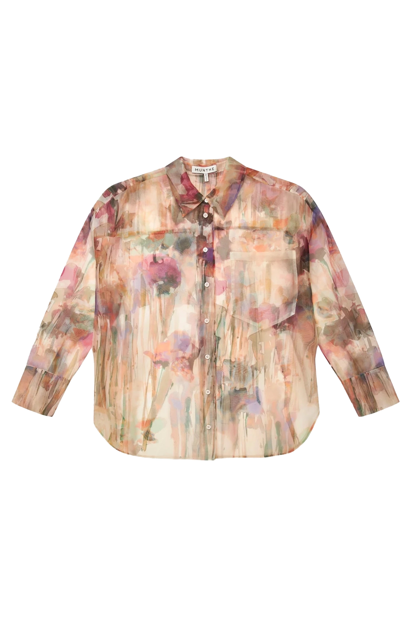 Dames blouse lange mouw rose