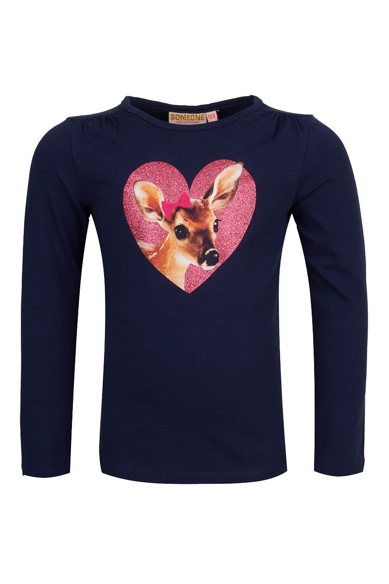 Meisjes t-shirt lange mouw blauw