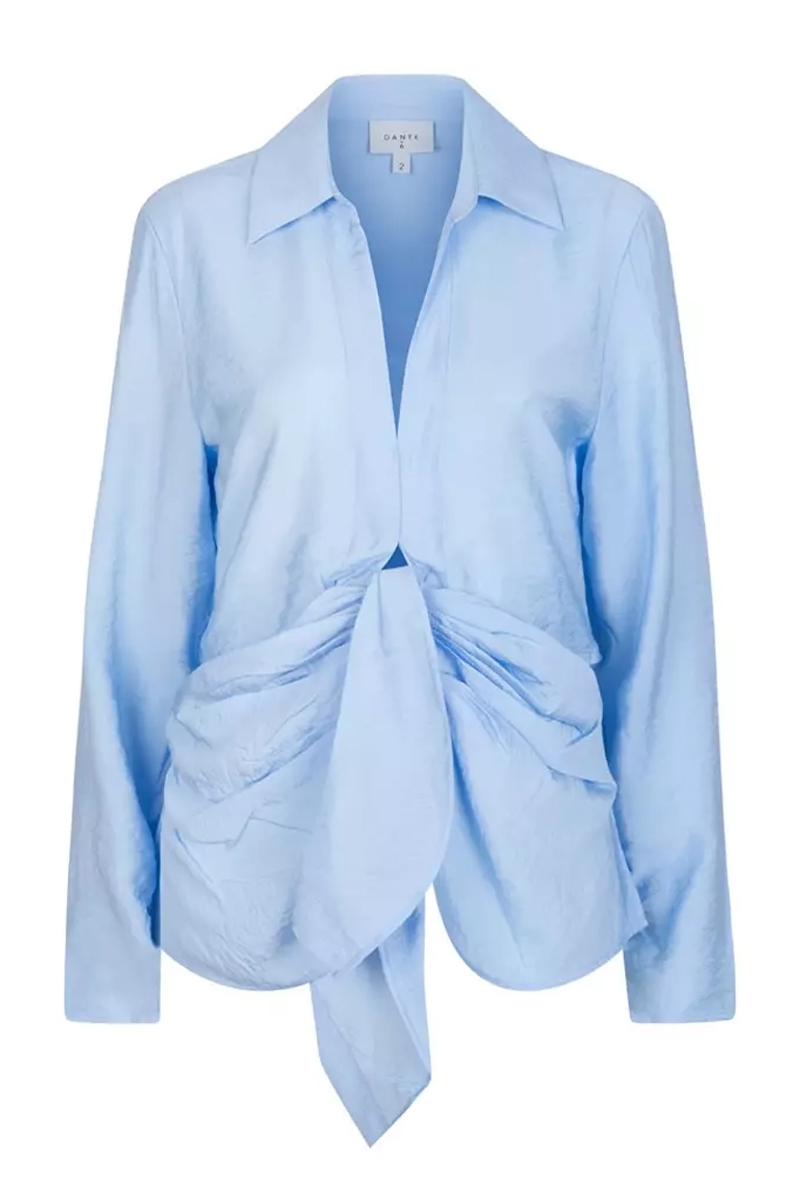 Dames blouse lange mouw blauw