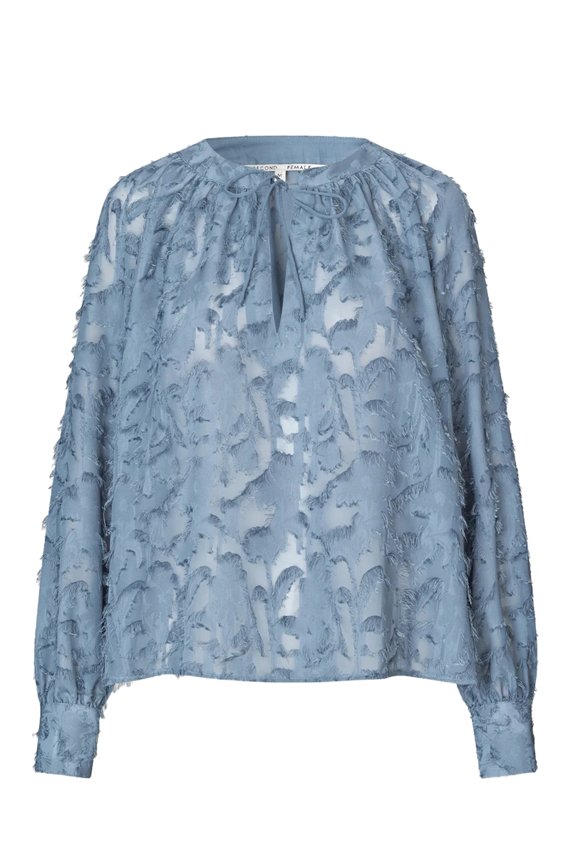 Dames blouse lange mouw blauw