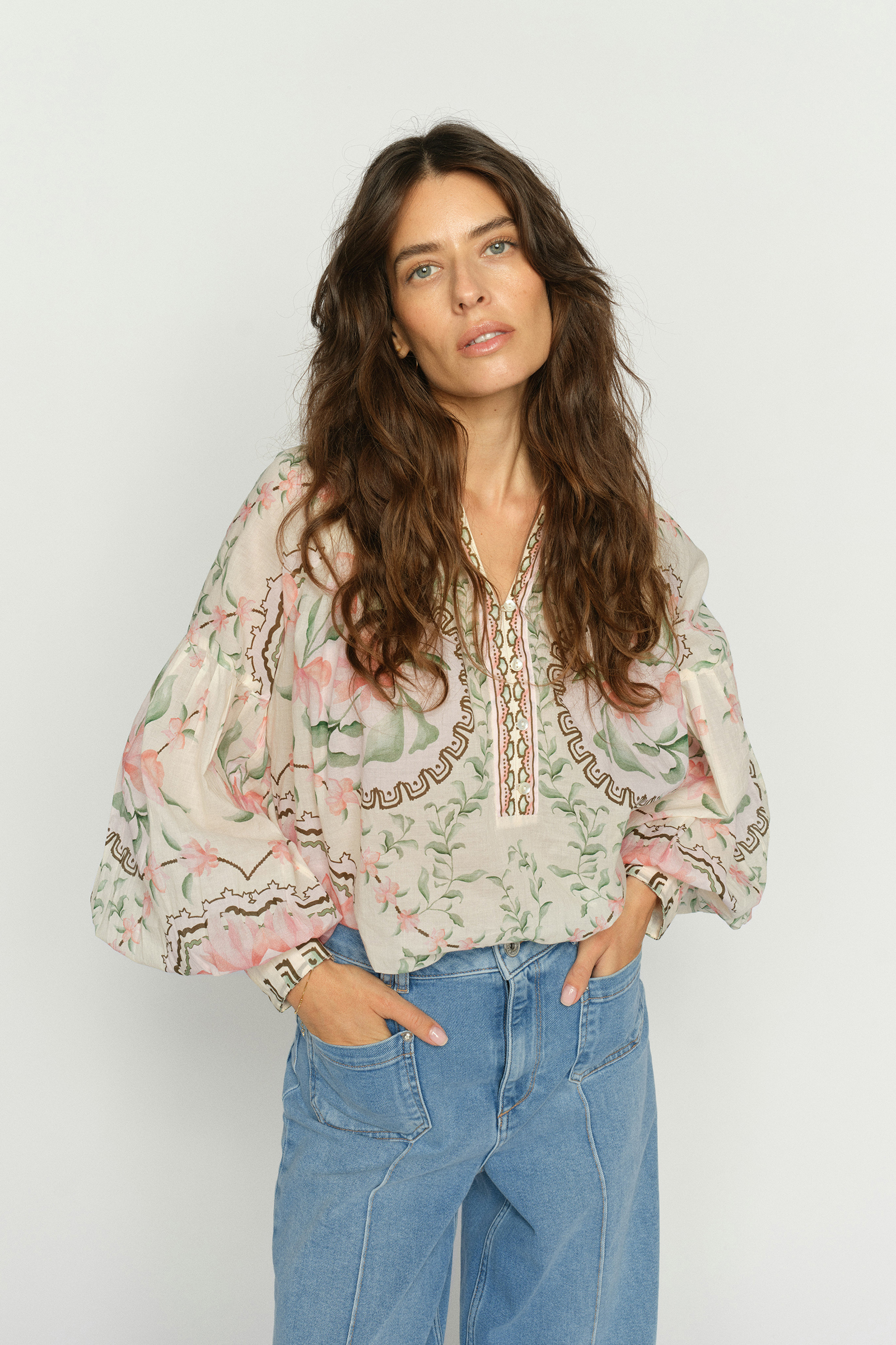 Dames blouse lange mouw groen