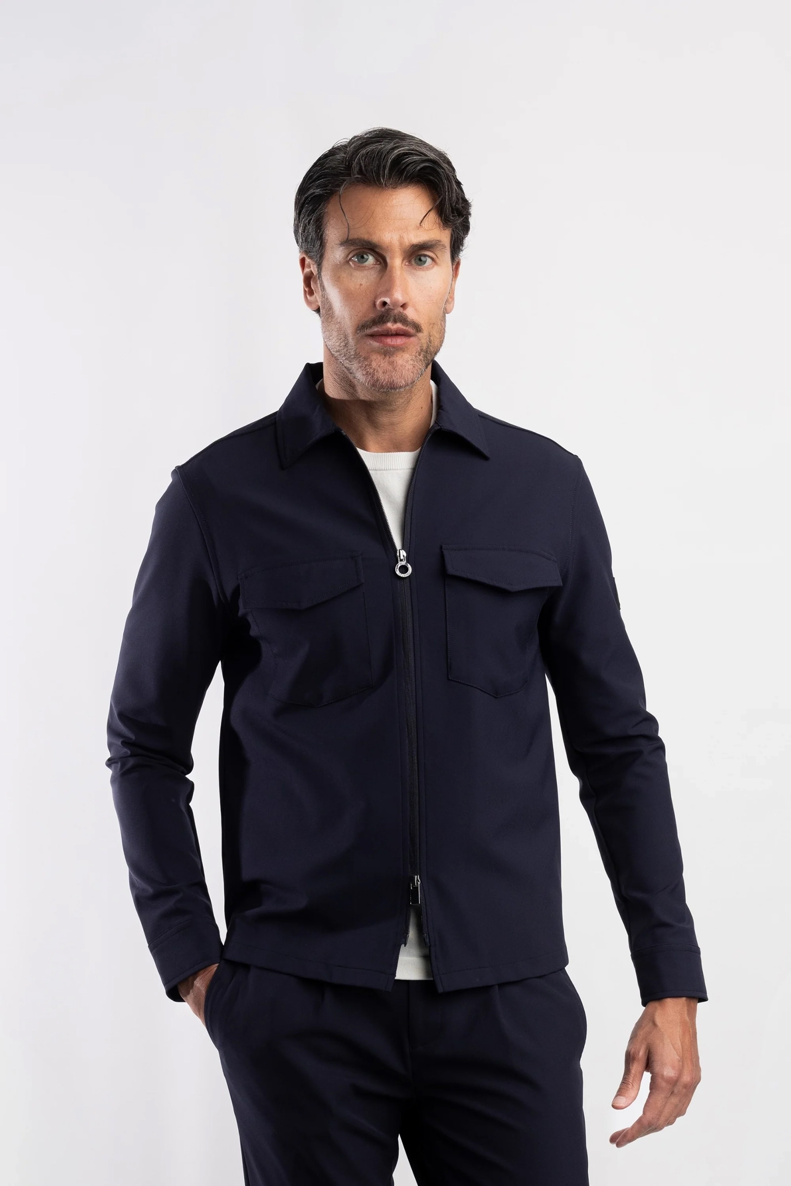 Heren overshirt blauw