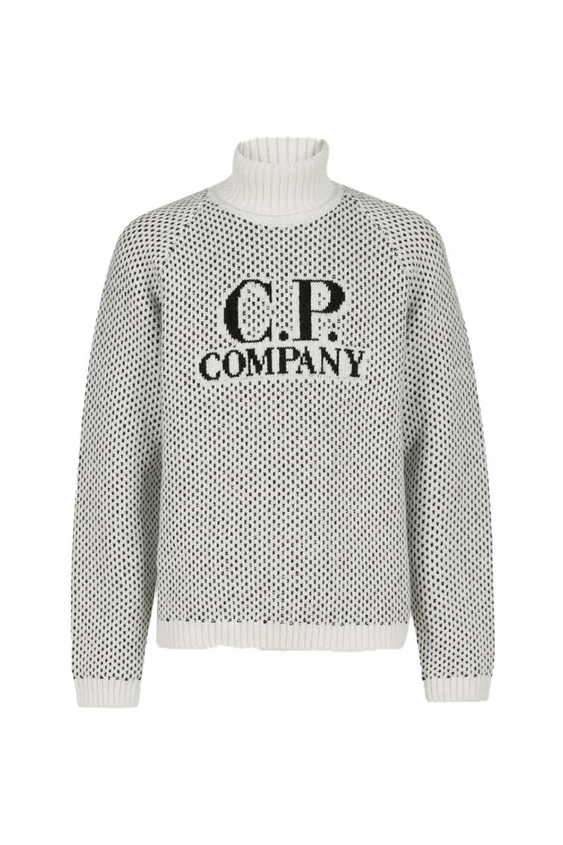 C.P. Company WOOL JAQUARD 3 ROLL NECK KNIT Ecru-1 1