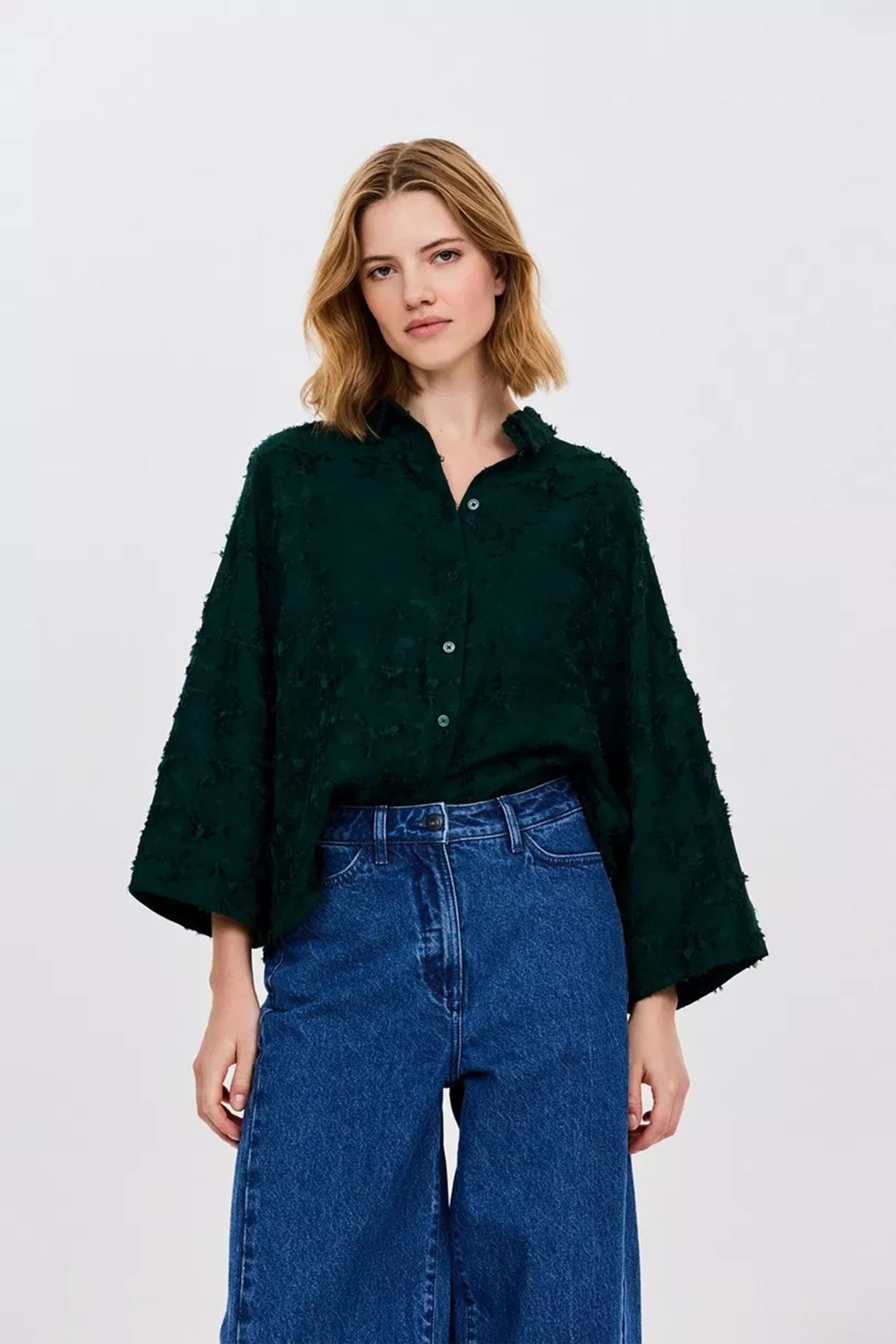 Dames blouse lange mouw groen