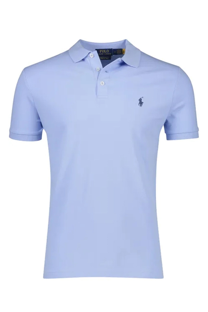 Heren polo korte mouw blauw