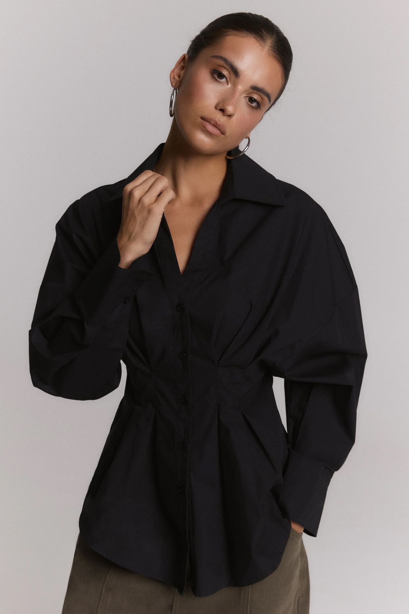 Dames blouse lange mouw zwart