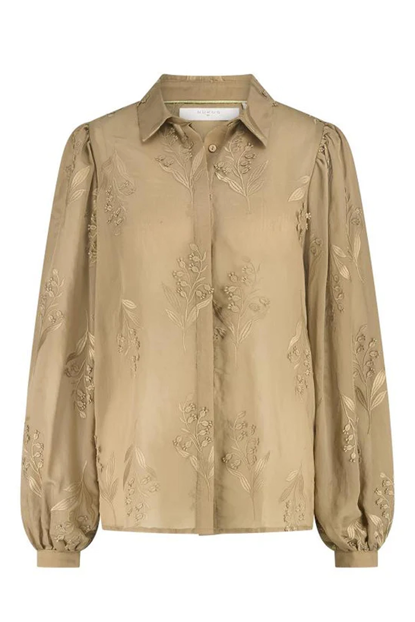 Dames blouse lange mouw bruin