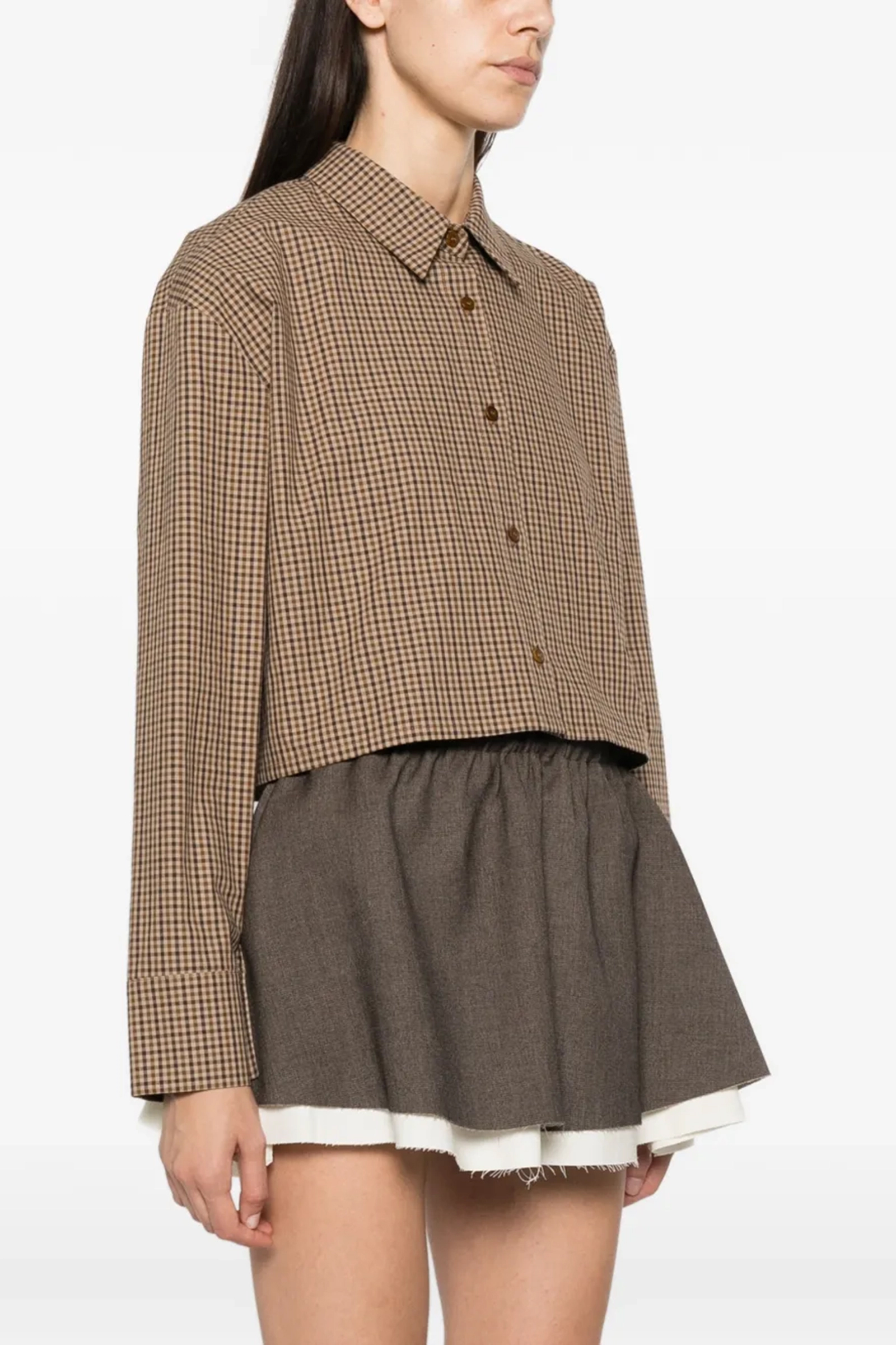 Dames blouse lange mouw bruin