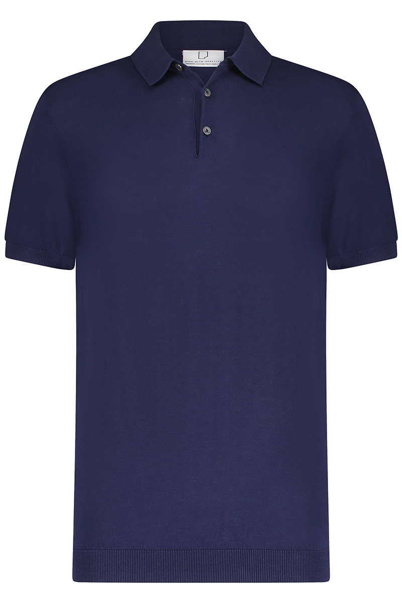 Heren polo korte mouw blauw