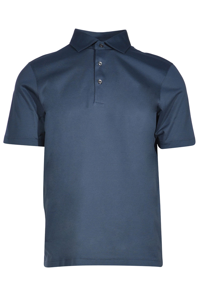 Heren polo korte mouw blauw