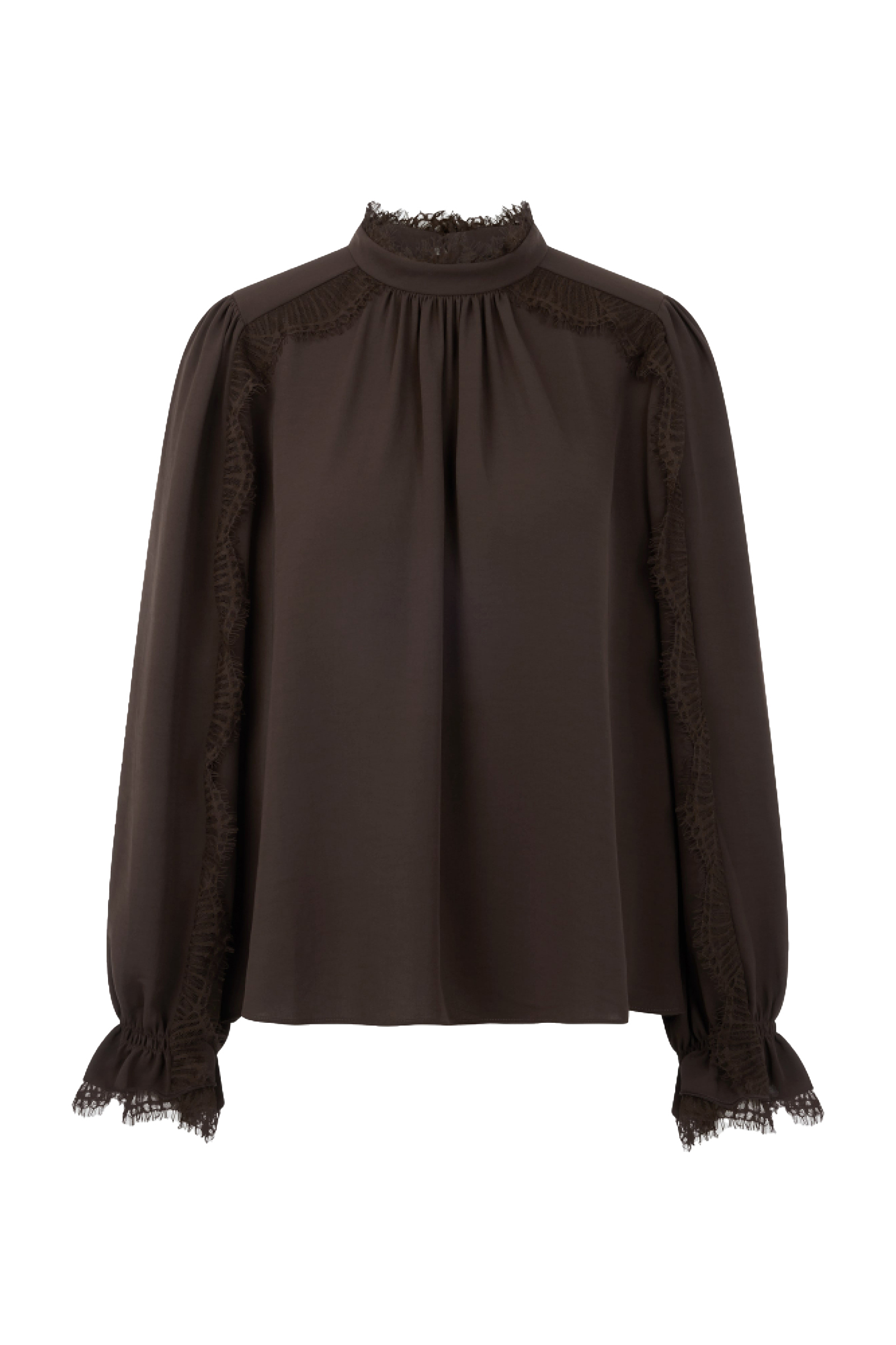 Dames blouse lange mouw bruin