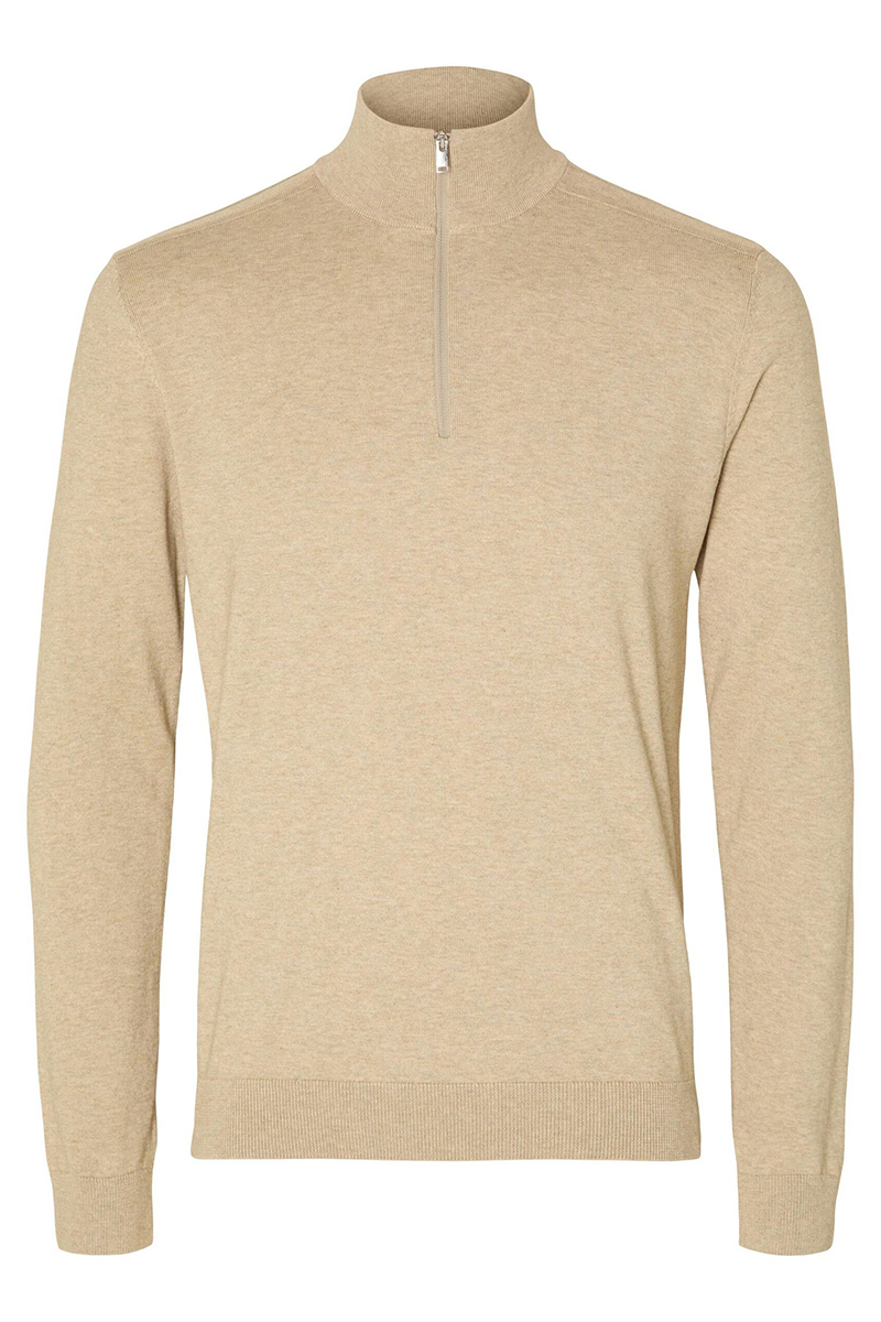 Selected SLHBERG HALF ZIP CARDIGAN NOOS bruin/beige 1