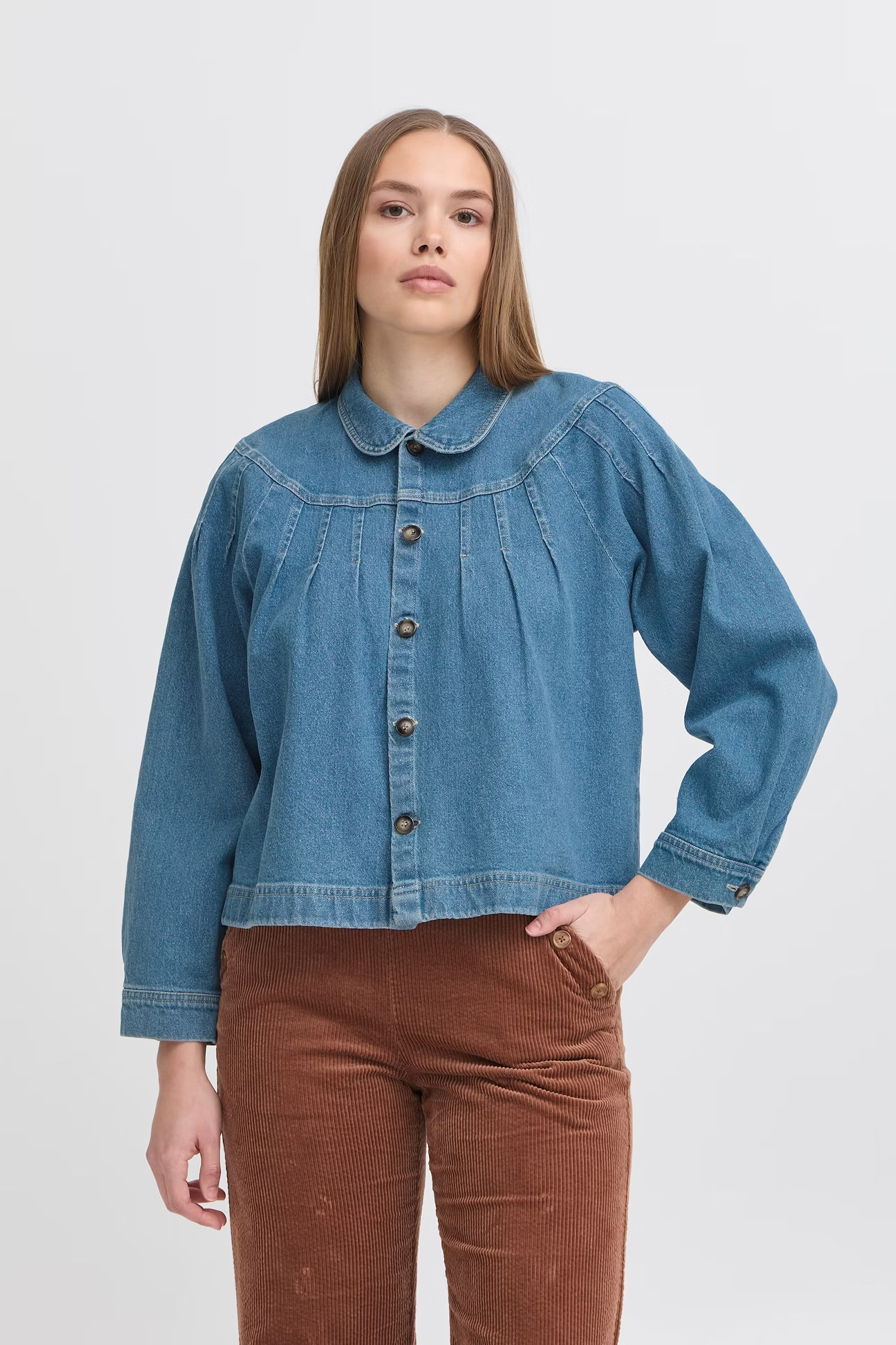 Dames blouse lange mouw blauw