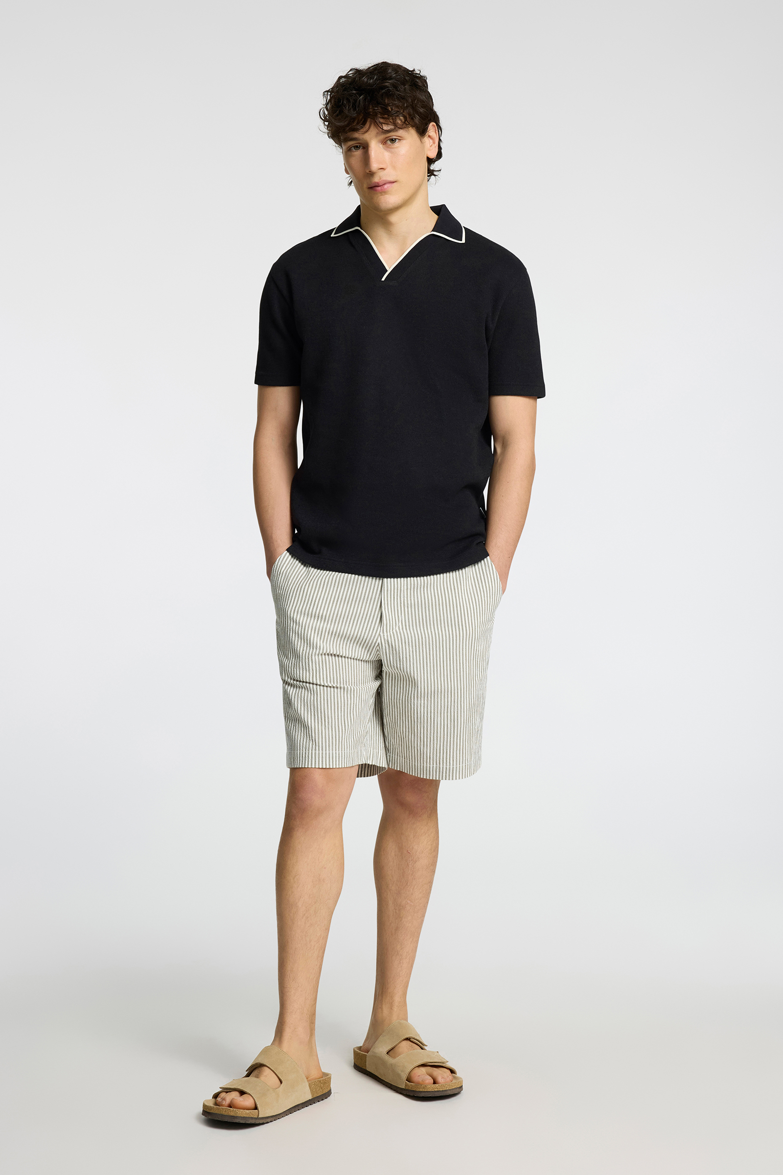 Selected SLHREGULAR-KARL SEERSUCKER SHORTS N 216636002-Kalamata/W. EGRET 2