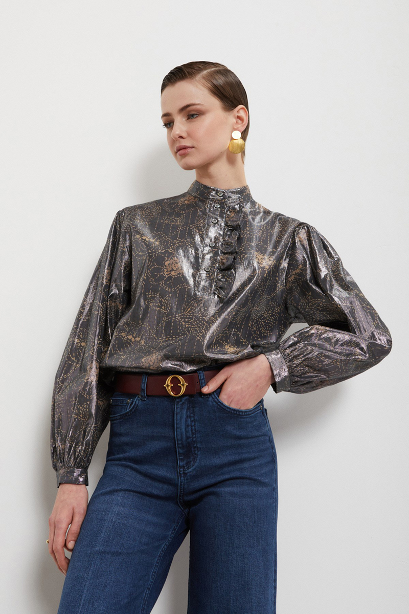 Dames blouse lange mouw zwart