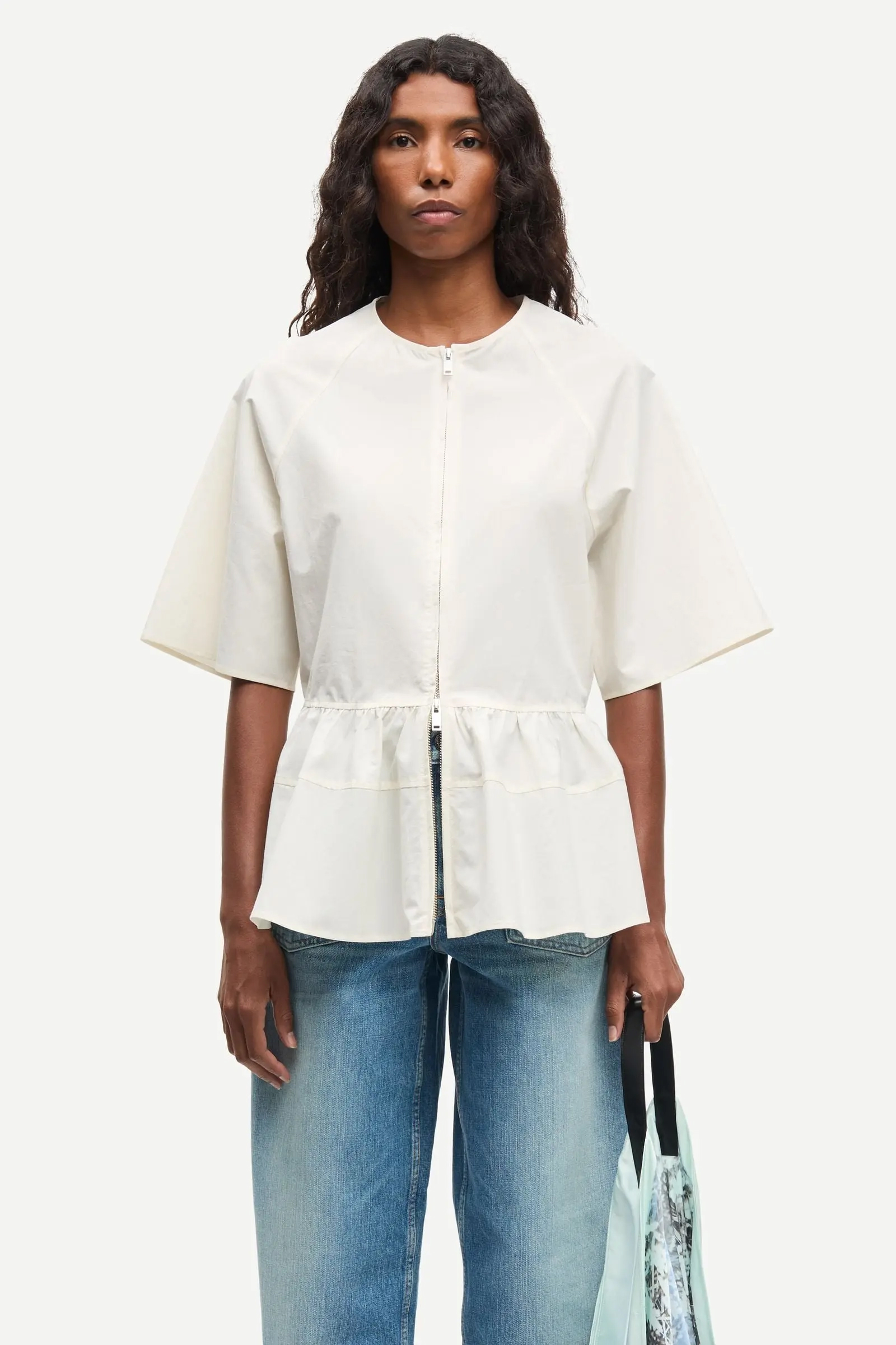 Dames blouse korte mouw ecru